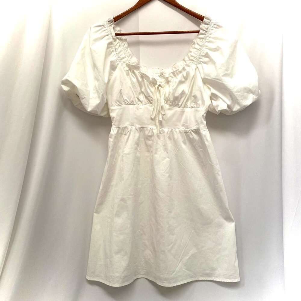 GB Babydoll Puff Sleeve Off The Shoulder Milkmaid Mini Dress S White Prairiecore